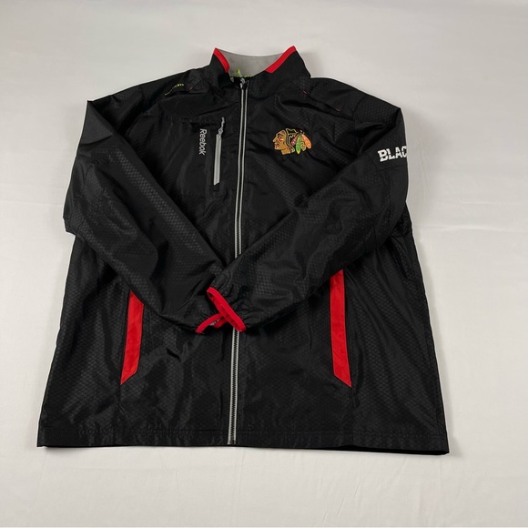 Reebok Chicago Blackhawks Hockey NHL Black Full Zip Kinetic Fit Jacket Size: XL - Picture 2 of 16